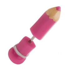Akril fake piercing fülbe, rózsaszín ceruza