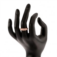 Gyűrű 925 ezüstből, réz szín, ferde átlátszó cirkóniákból álló vonal