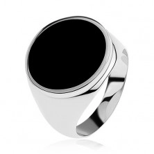 Gyűrű 925 ezüstből fekete fénymázas körrel