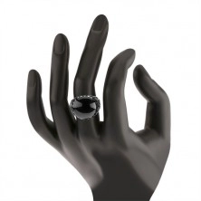 Gyűrű 925 ezüstből, fekete díszítés, cikk cakk minta és ornamentumok