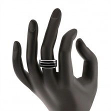 Fényes 925 ezüst gyűrű, három vízszintes sáv fekete fénymázzal