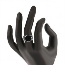 Gyűrű 925 ezüstből, tükörfényű szárak, fekete fénymázas karika