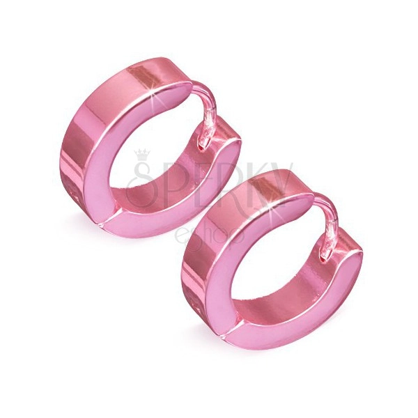 Fülbevaló 316L acélból rózsaszínben, sima és fényes felszín