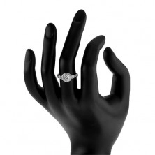 925 ezüst eljegyzési gyűrű, átlátszó cirkóniás napocska, csillogó kövek