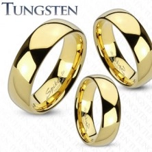 Tungsten gyűrű arany színben, fényes és sima felület, 6 mm