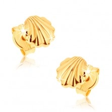 Fülbevaló 9K sárga aranyból - fényes tengeri kagyló