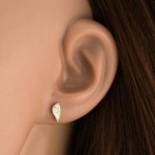 Kétszínű ródiumozott fülbevaló 9K aranyból - gravírozott angyalszárny