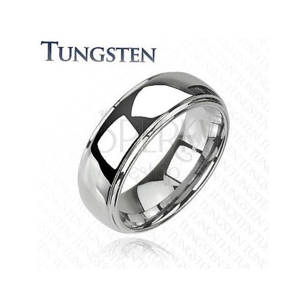 Tungsten gyűrű - fényes, kidomborodó középső résszel