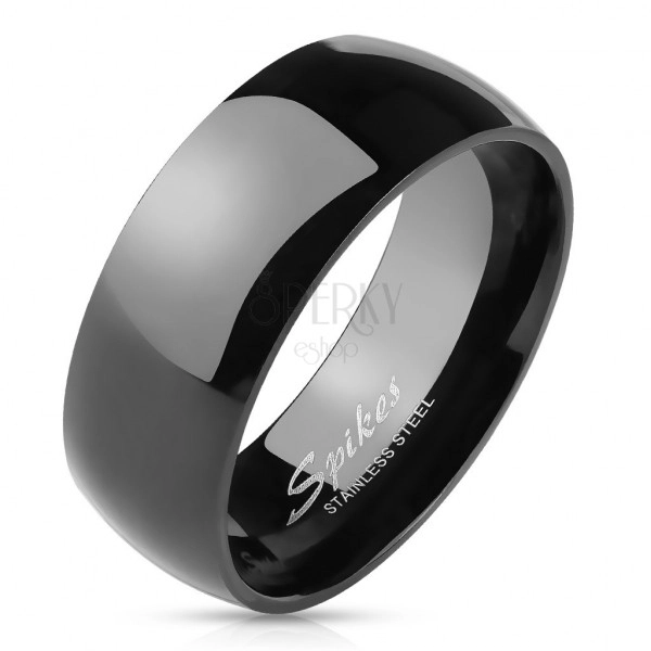 Acél gyűrű fekete színben, fényes és sima felület, 8 mm