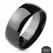 Acél gyűrű fekete színben, fényes és sima felület, 8 mm