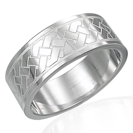 Gyűrű sebészeti acélból - Kelta fonott minta - Nagyság: 57