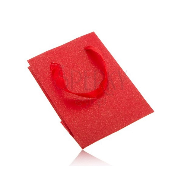 Kis papír táska ajándékra gyöngyházfényű - piros színben, piros szalagok