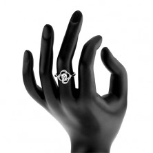 Gyűrű 925 ezüstből, ragyogó virág körvonal ovális tiszta cirkóniával