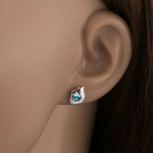 Bedugós fülbevaló 925 ezüstből, csillogó könnycsepp kék cirkóniával