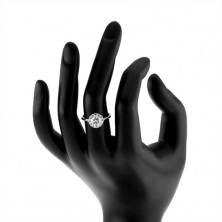 Gyűrű 925 ezüstből - kerek, átlátszó cirkónia csillogó kontúrral
