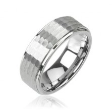 Volfrám gyűrű ezüst színben, csiszolt minta, 8 mm
