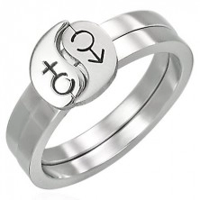 Kettős acél gyűrű - férfi és női szimbólum