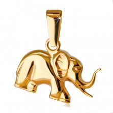 Medál 9K sárga aranyból - csillogó lépkedő elefánt