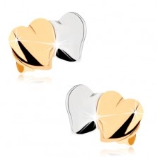 Bedugós fülbevaló 9K aranyból - fényes kidoborodó szívecskék, készínű