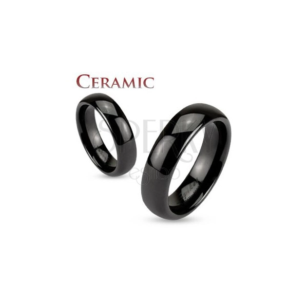 Kerámia gyűrű fekete színben, fényes és sima felület, 6 mm