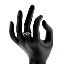 Eljegyzési gyűrű 925 ezüstből, kerek piros cirkónia, átlátszó keret