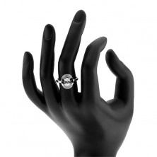 Eljegyzési gyűrű 925 ezüstből, átlátszó cirkónia - pillangó, kettős keret