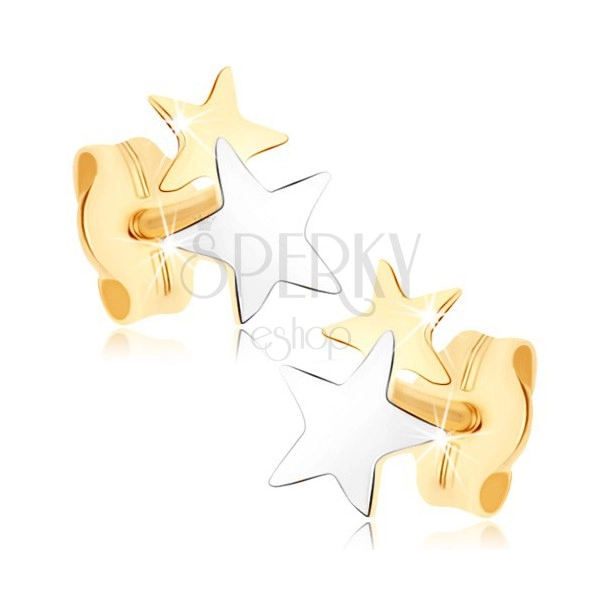 Bedugós fülbevaló 9K sárga aranyból - kétszínű csillagok