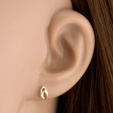 Fülbevaló 9K sárga aranyból - kettős kontúr magszem alakban, kétszínű kivitelezés
