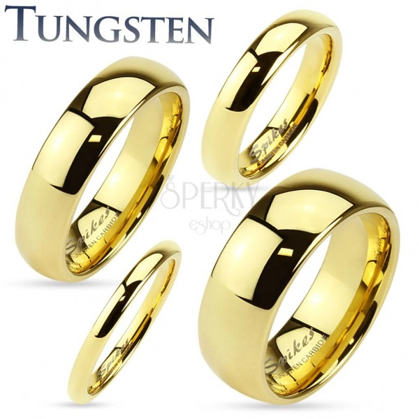 Tungsten gyűrű arany színben, fényes és sima felület, 2 mm