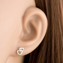 Kétszínű fülbevaló 9K aranyból - összefonott egyenletes szív kontúr, stekkerek