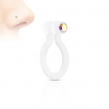 Fake piercing orrba Bioflexből, csillogó cirkónia, különböző színek