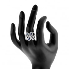 925 ezüst gyűrű, csillogó minta, sötétkék cirkóniák