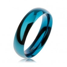 Kék acél karikagyűrű, sima domború felület, magasfényű, 5 mm