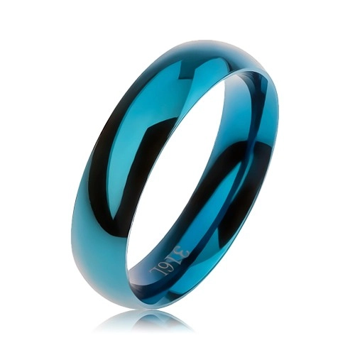 Kék acél karikagyűrű, sima domború felület, magasfényű, 5 mm - Nagyság: 51