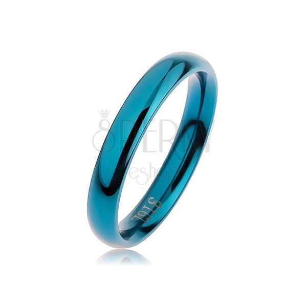 Kék acél gyűrű, lekerekített sima felület magas fénnyel, 3 mm