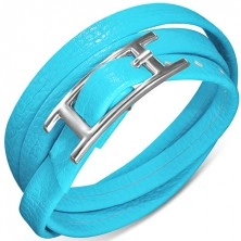 Hármas műbőr karkötő kék színben, csatos kapcsolás