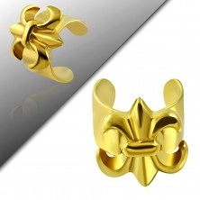 Fake piercing fülbe 316L acélból, arany szín, Fleur de Lis