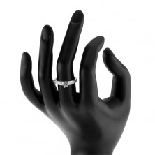 Csillogó eljegyzési gyűrű, 925 ezüst, átlátszó cirkóniás vonal, kerek cirkónia