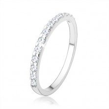925 ezüst gyűrű, átlátszó csillogó cirkóniás vonal, sima szárak
