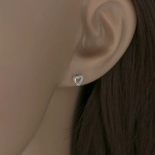 Fülbevaló, 925 ezüst, kicsi egyenletes szív - kontúr