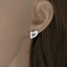 Fülbevaló 925 ezüstből, egyenetlen szív kontúr, szemcsés felület