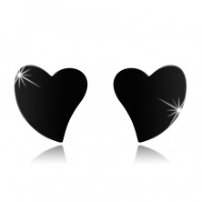 Bedugós acél fülbevaló, aszimmetrikus szív fekete színben, magas fény