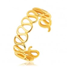 Rugalmas 925 ezüst gyűrű, arany színben, fényes egymásba kapcsolódó hurkok