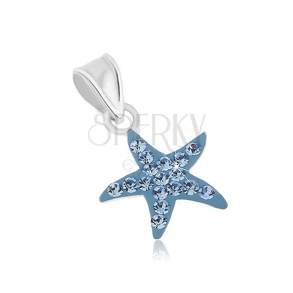 925 ezüst medál, csillogó tengeri csillag kék fénymázzal és cirkóniával