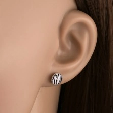 Stekkeres fülbevaló 925 ezüst, zebra csíkos minta, átlátszó fénymáz