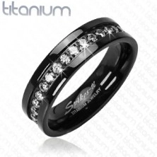 Fekete titánium gyűrű cirkóniaövvel