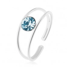 925 ezüst állítható méretű gyűrű, kék cirkónia