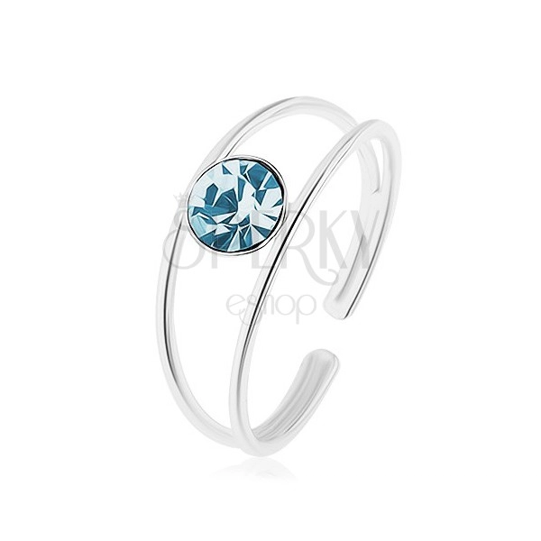 925 ezüst állítható méretű gyűrű, kék cirkónia