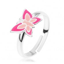 925 ezüst gyűrű, állítható, pillangó rózsaszín árnyalatban