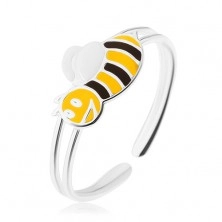 925 ezüst gyűrű, mosolygós méhecske, keskeny dupla szárral
